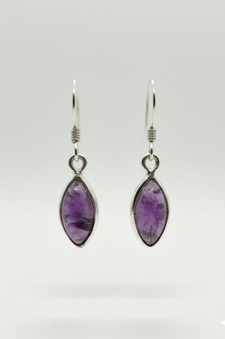 Pendientes de Amatista Pico Pequeño  - Plata Ley 925