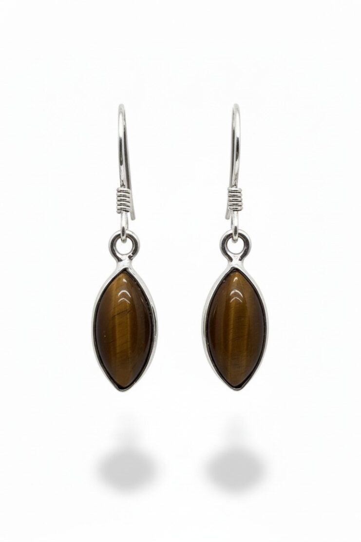 Pendientes de Ojo de Tigre Pico Pequeño - Plata Ley 925