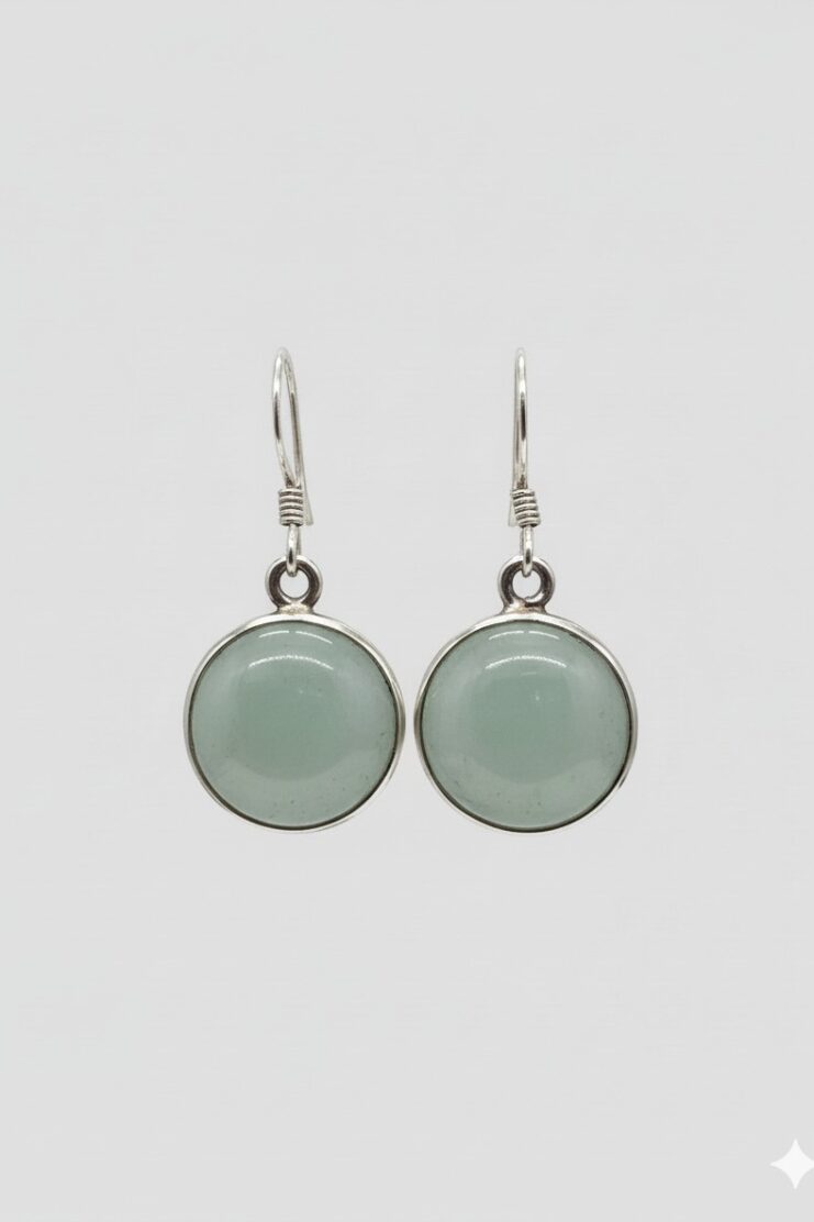 Pendientes Aguamarina Circulo Grande - Plata Ley 925