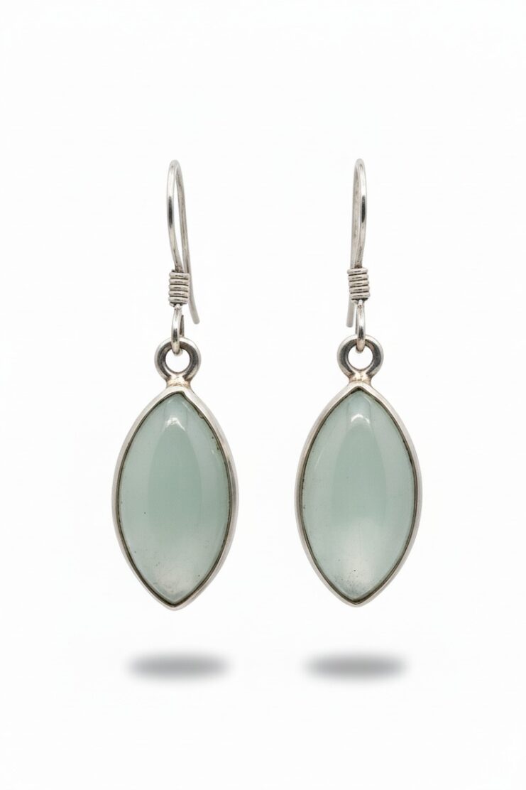 Pendientes Aguamarina Pico Grande - Plata Ley 925