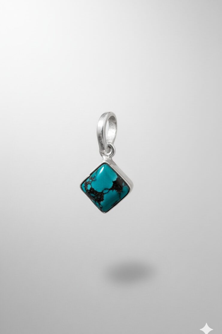 Colgante Cubo Turquesa - Plata de Ley 925