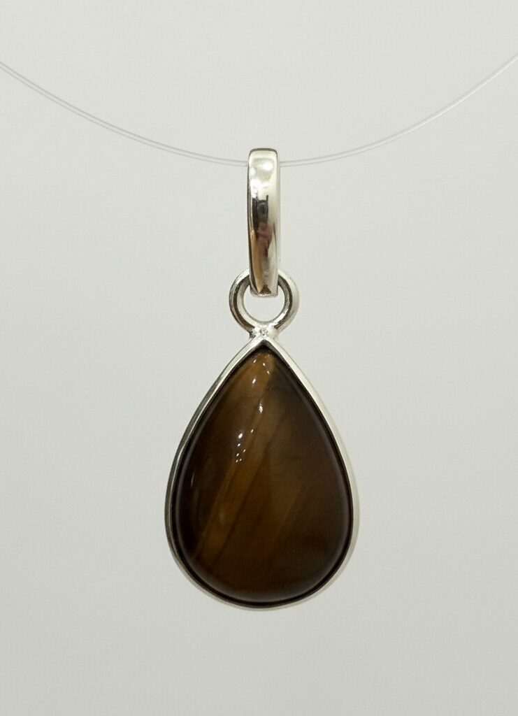 Colgante Ojo de Tigre Gota Mediano - Plata de Ley 925