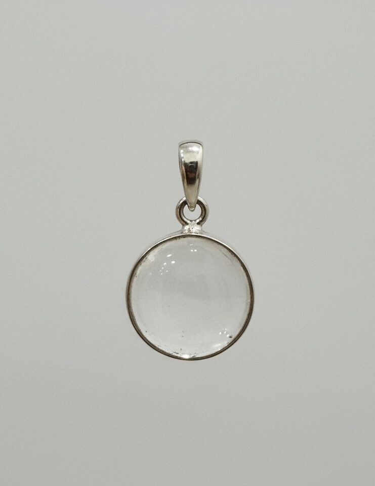 Colgante Cuarzo Cristal Circulo Grande - Plata Ley 925