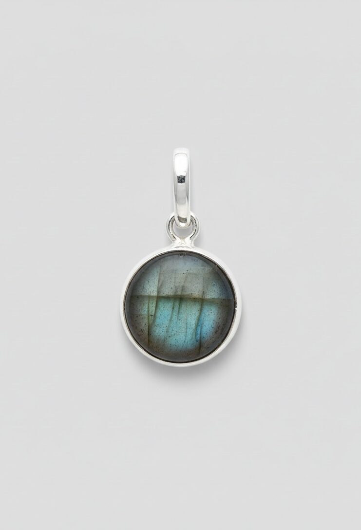 Colgante Labradorita Circulo Mediano - Plata Ley 925