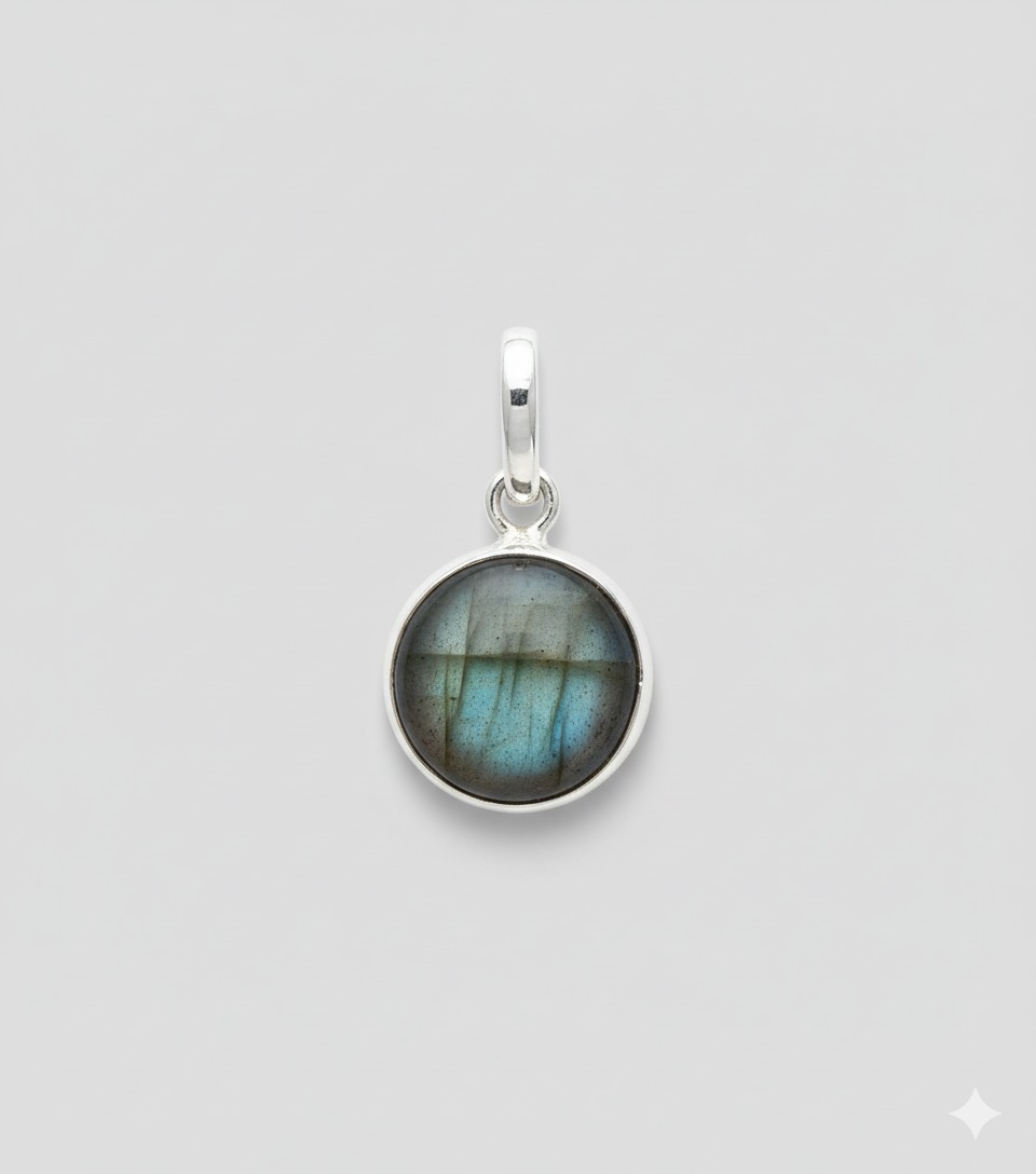 Colgante Labradorita Circulo Grande - Plata Ley 925