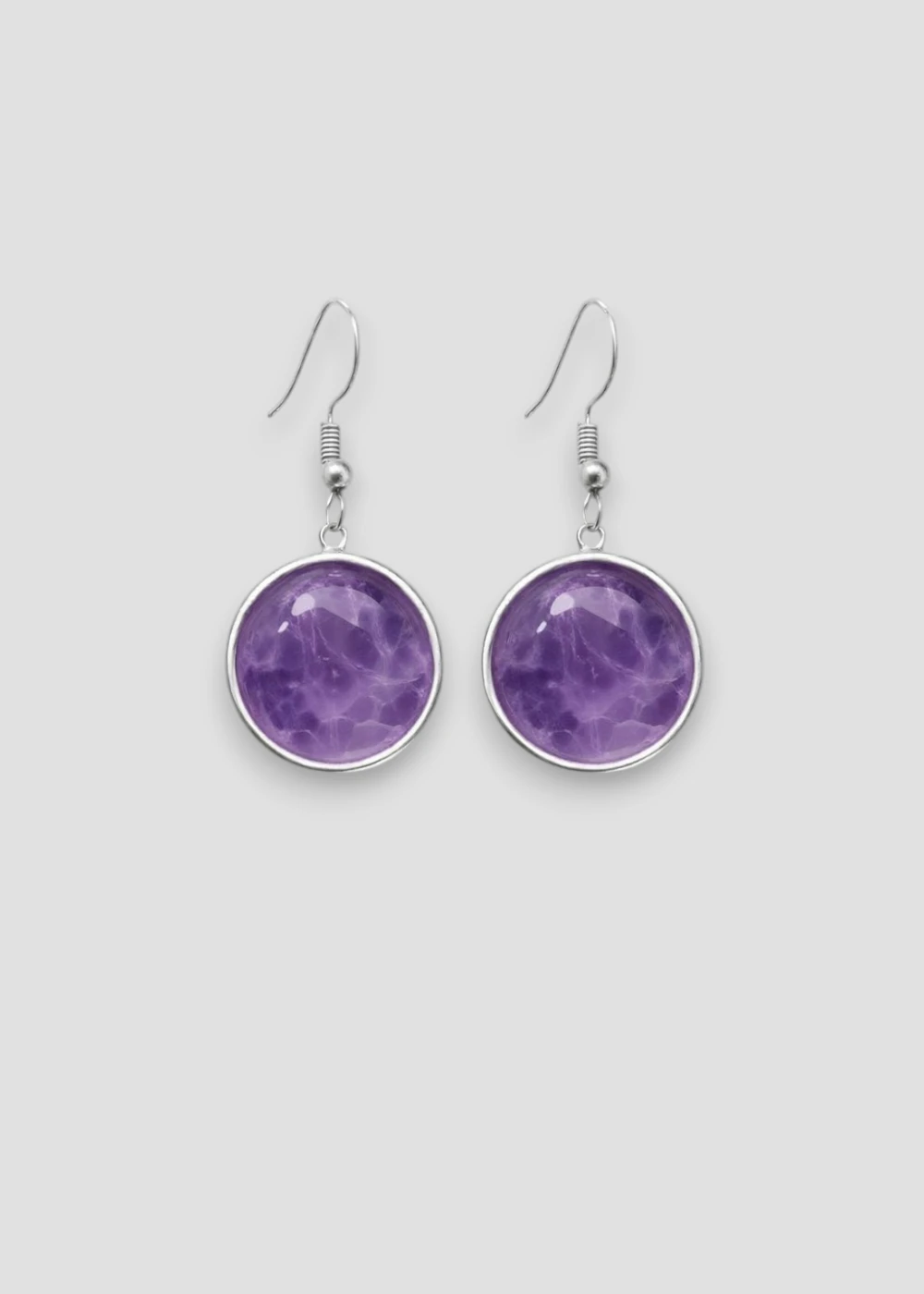 Pendientes de Amatista Circulo Pequeño - Plata Ley 925