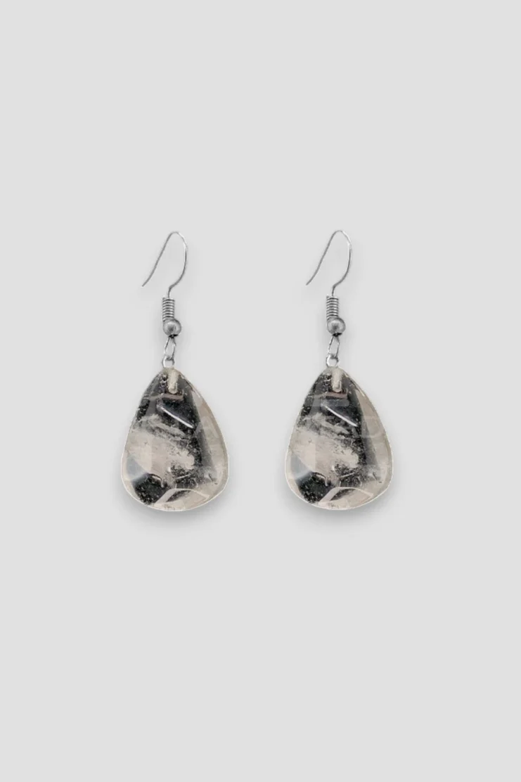 Pendientes de Cuarzo Ahumado Gota - Plata Ley 925