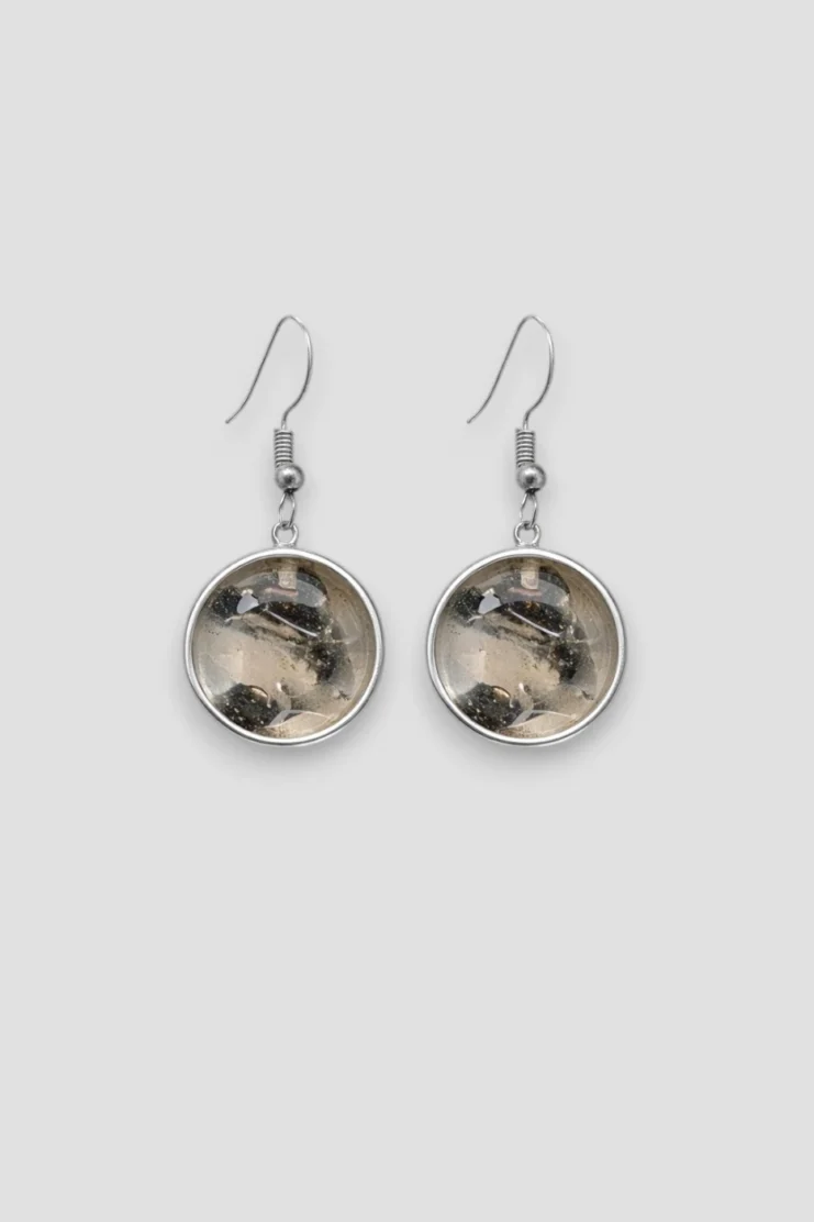 Pendientes de Cuarzo Ahumado Circulo - Plata Ley 925