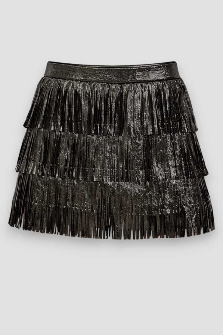 Falda Corta Flecos Gris Plomo  "M"