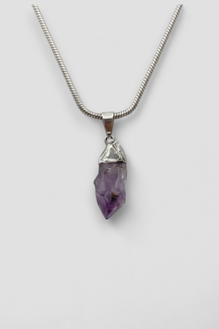 Colgante Punta de Amatista en Bruto en Baño de Plata