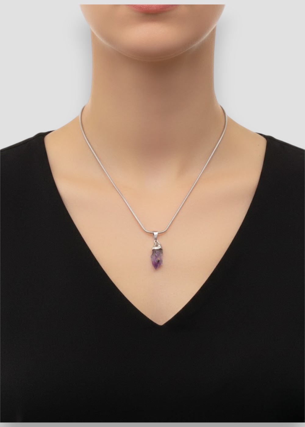 Colgante Punta de Amatista en Bruto en Baño de Plata - Imagen 3