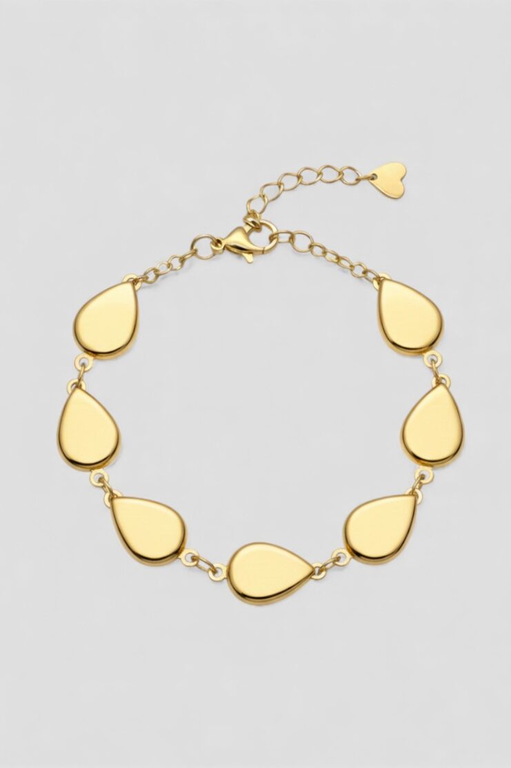 Pulsera Dorada Con Charms En Forma De Gota