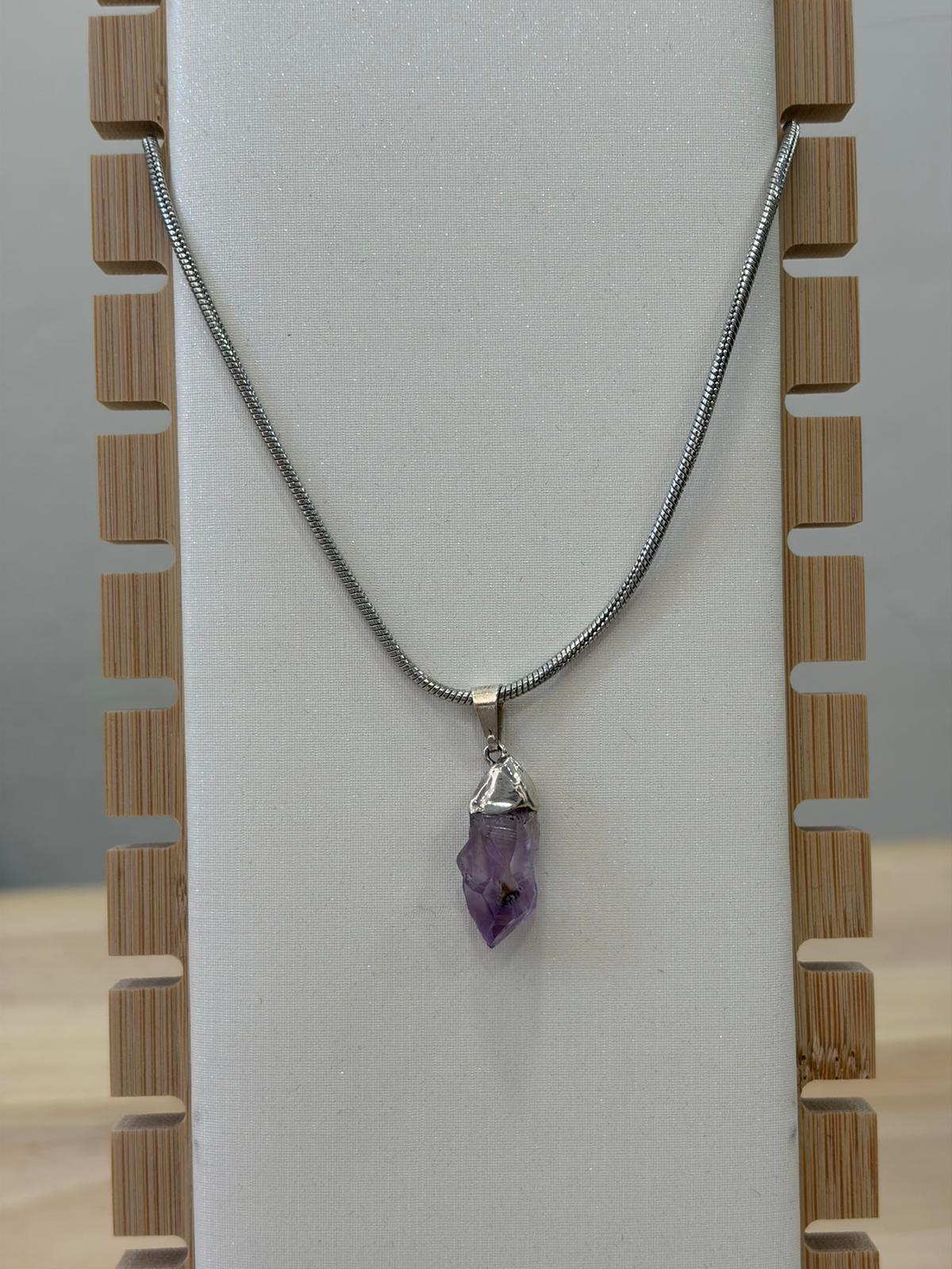 Colgante Punta de Amatista en Bruto en Baño de Plata - Imagen 2