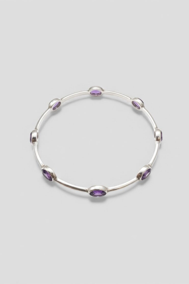 Pulsera De Plata Con Gemas Púrpuras