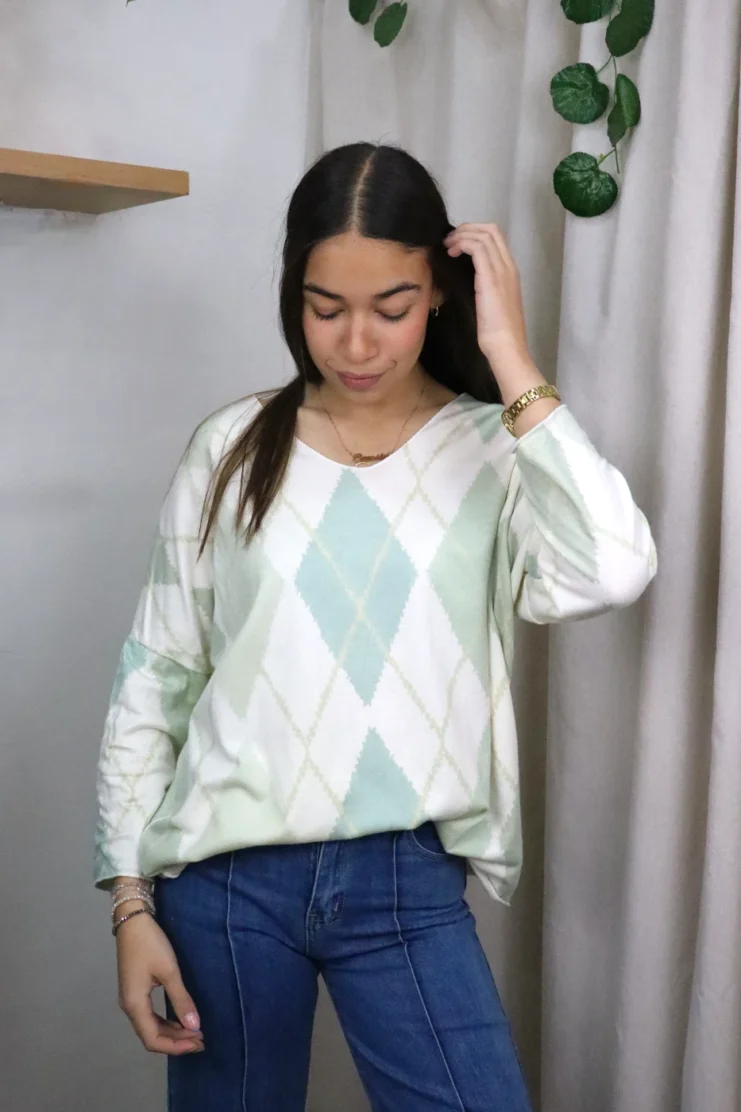 Jersey Rombo Punto Fino Verde Curvy