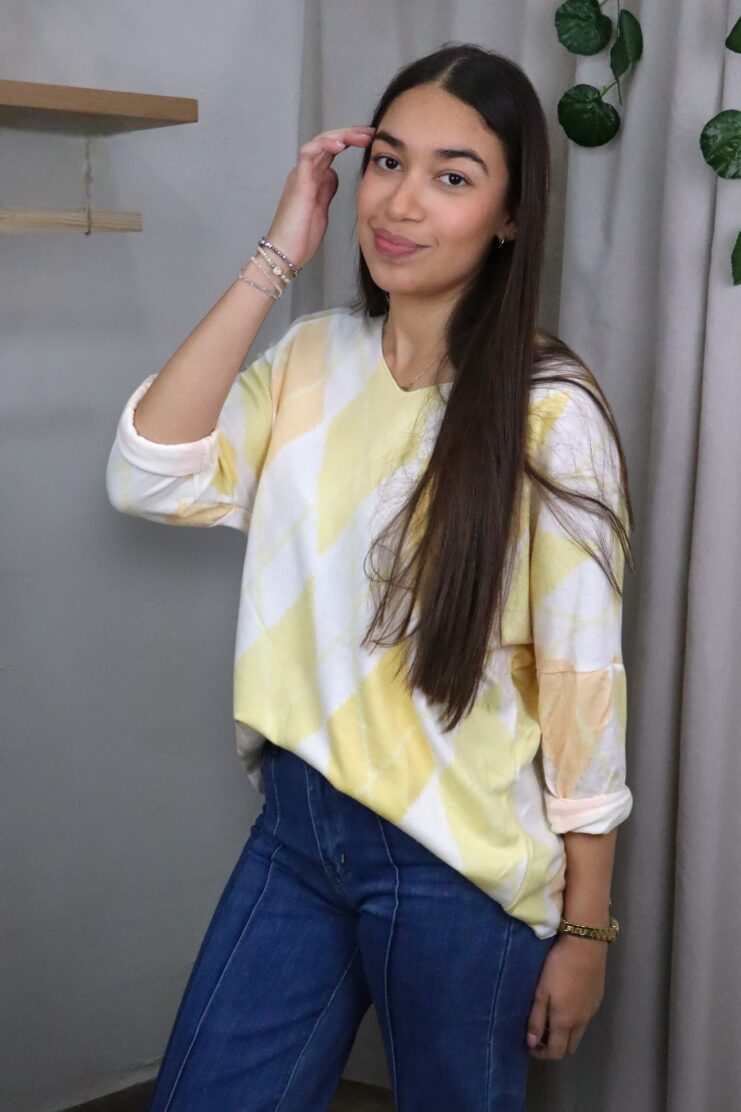 Jersey Rombo Punto Fino Amarillo Curvy