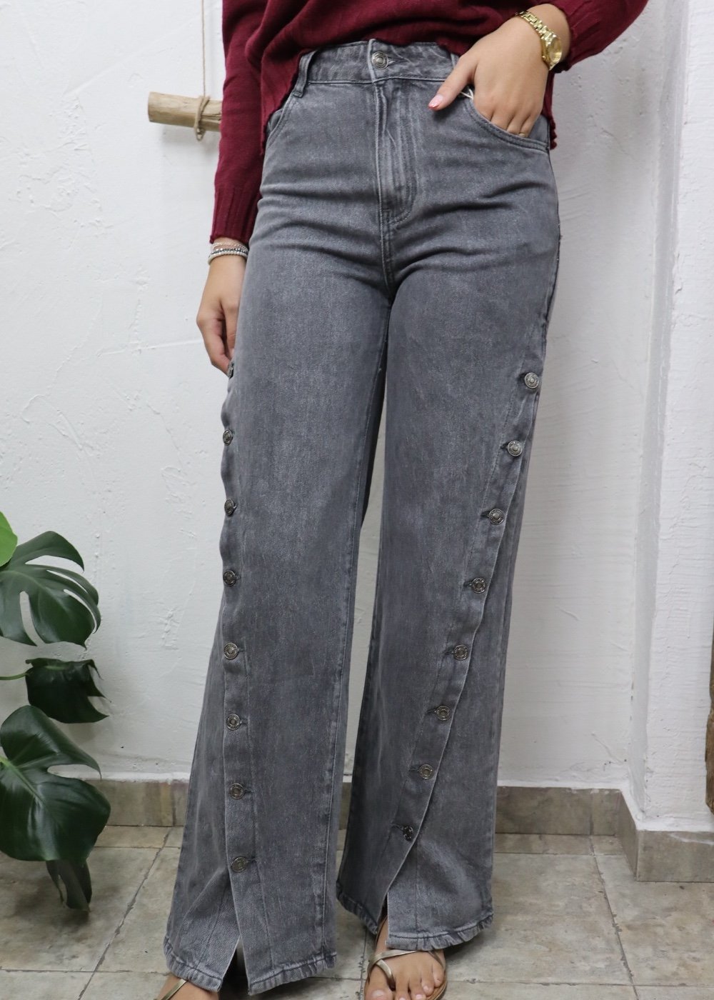 Vaquero Botones Gris